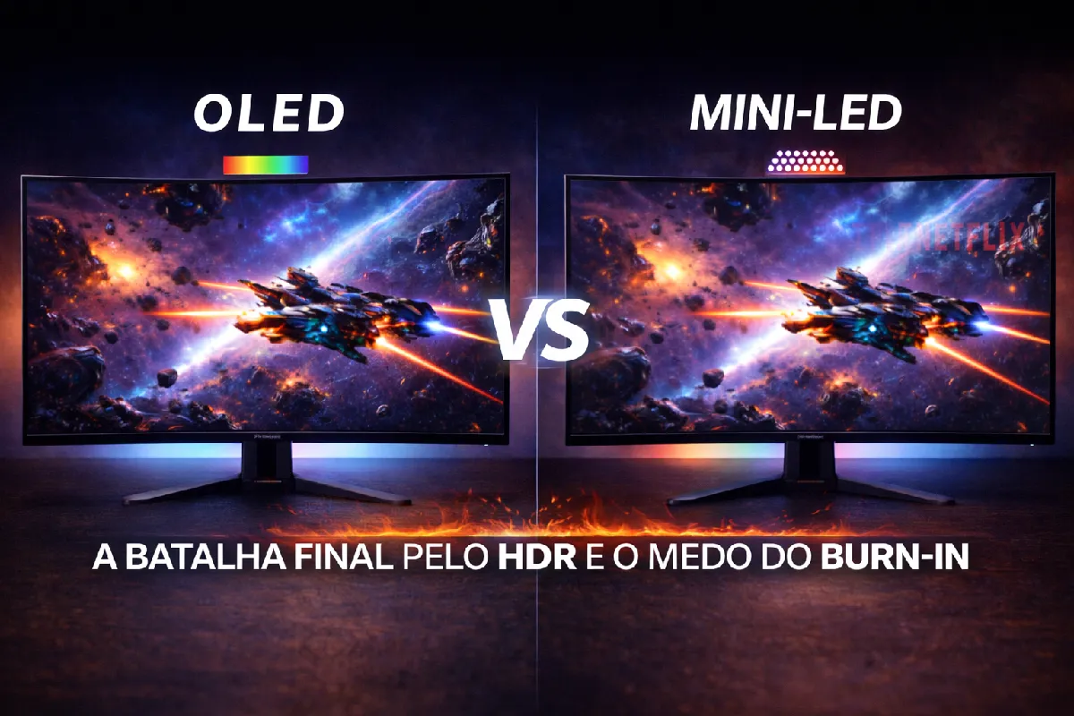 OLED vs Mini-LED: A Batalha Final pelo HDR e o Medo do Burn-in