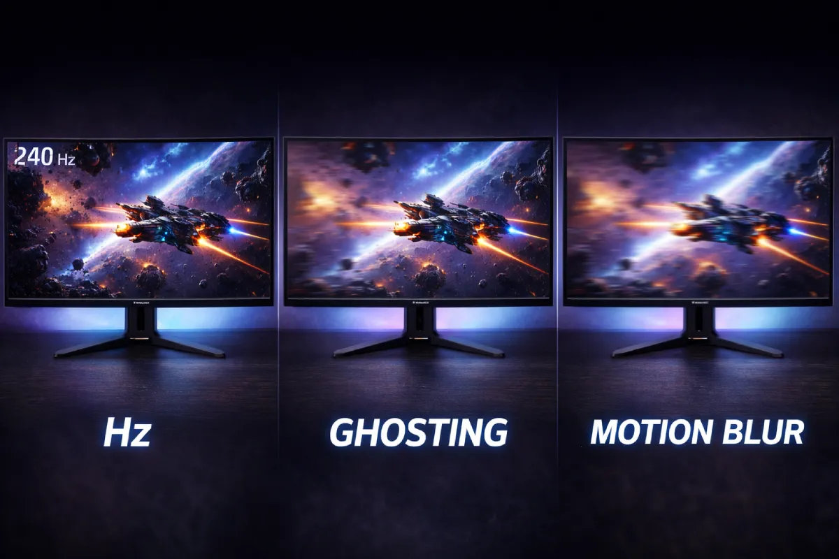 Hz, Ghosting e Motion Blur: A Ciência da Clareza de Movimento