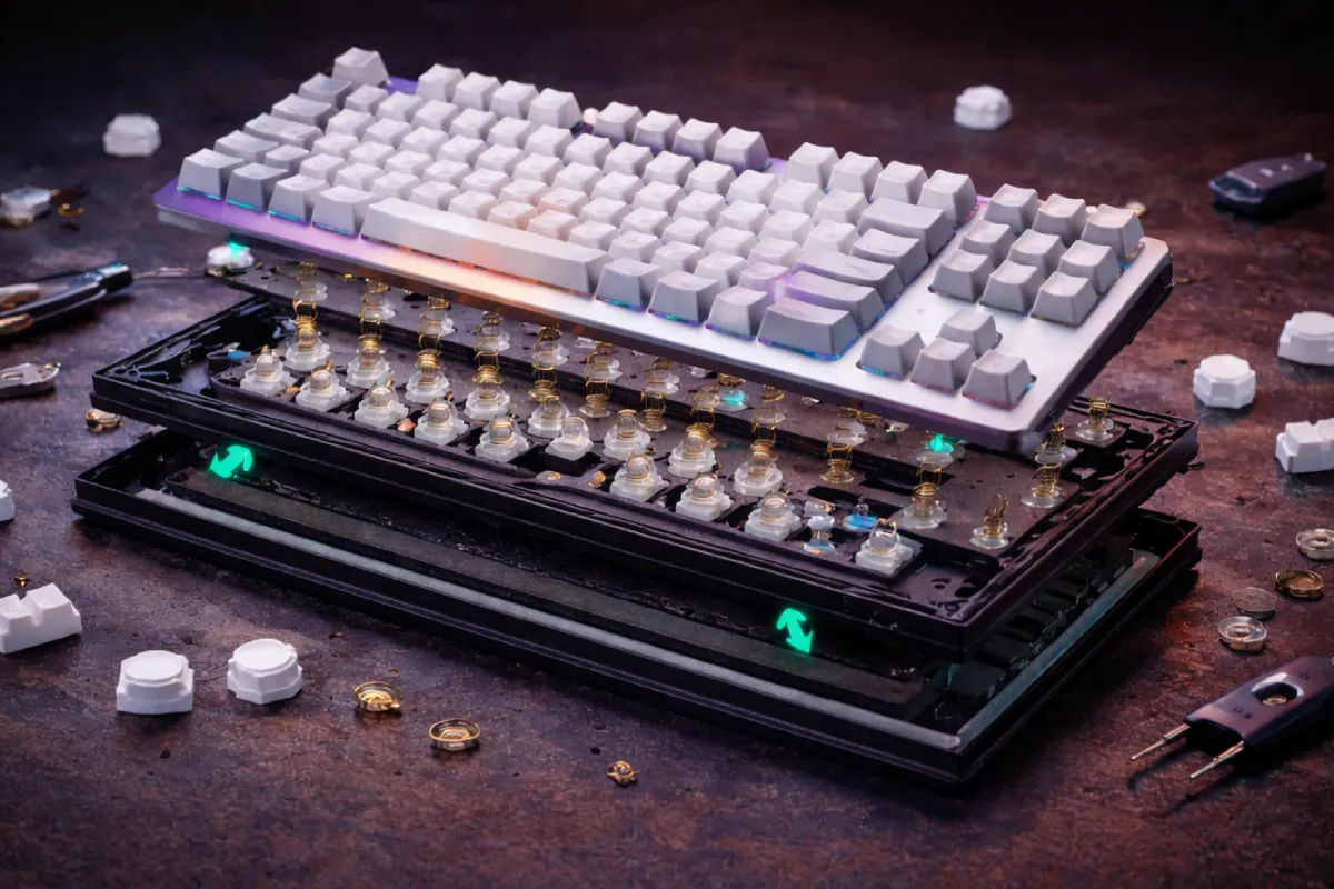 Gasket Mount e a Busca pelo "Thock": A Ciência do Som e do Flex