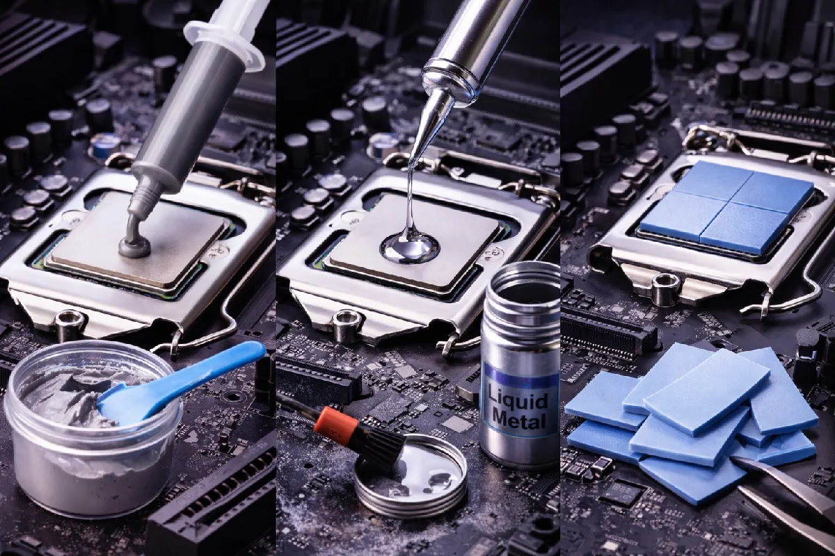 Pasta Térmica, Metal Líquido e Pads A Ciência da Transferência de Calor